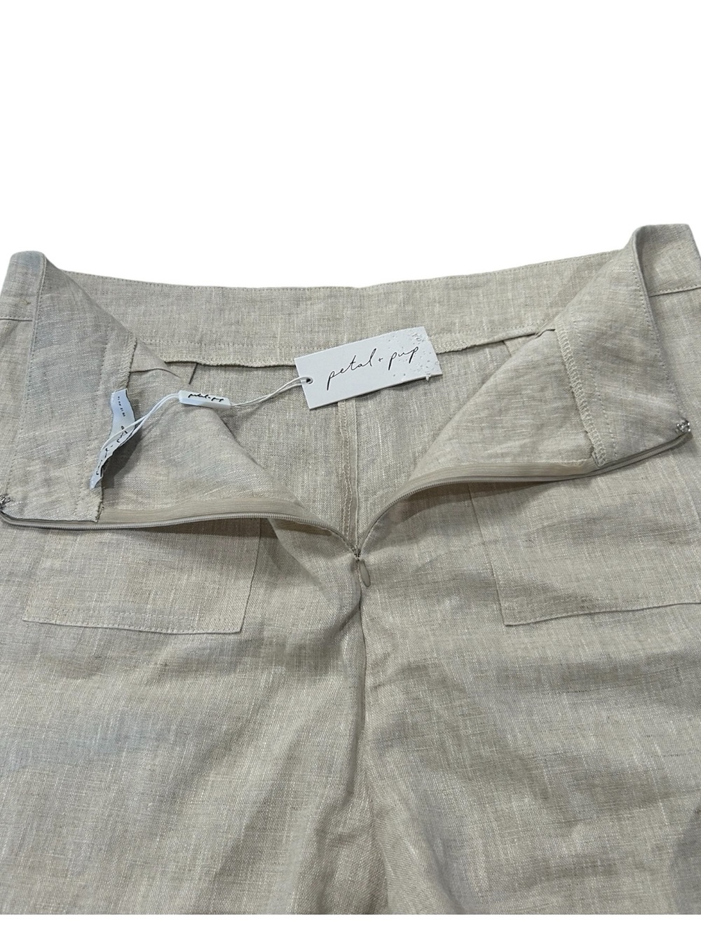 Petal & Pup Devlin Wide Leg Linen Pant Trousers NWT High Waisted Size 12 Beige - Picture 9 of 16